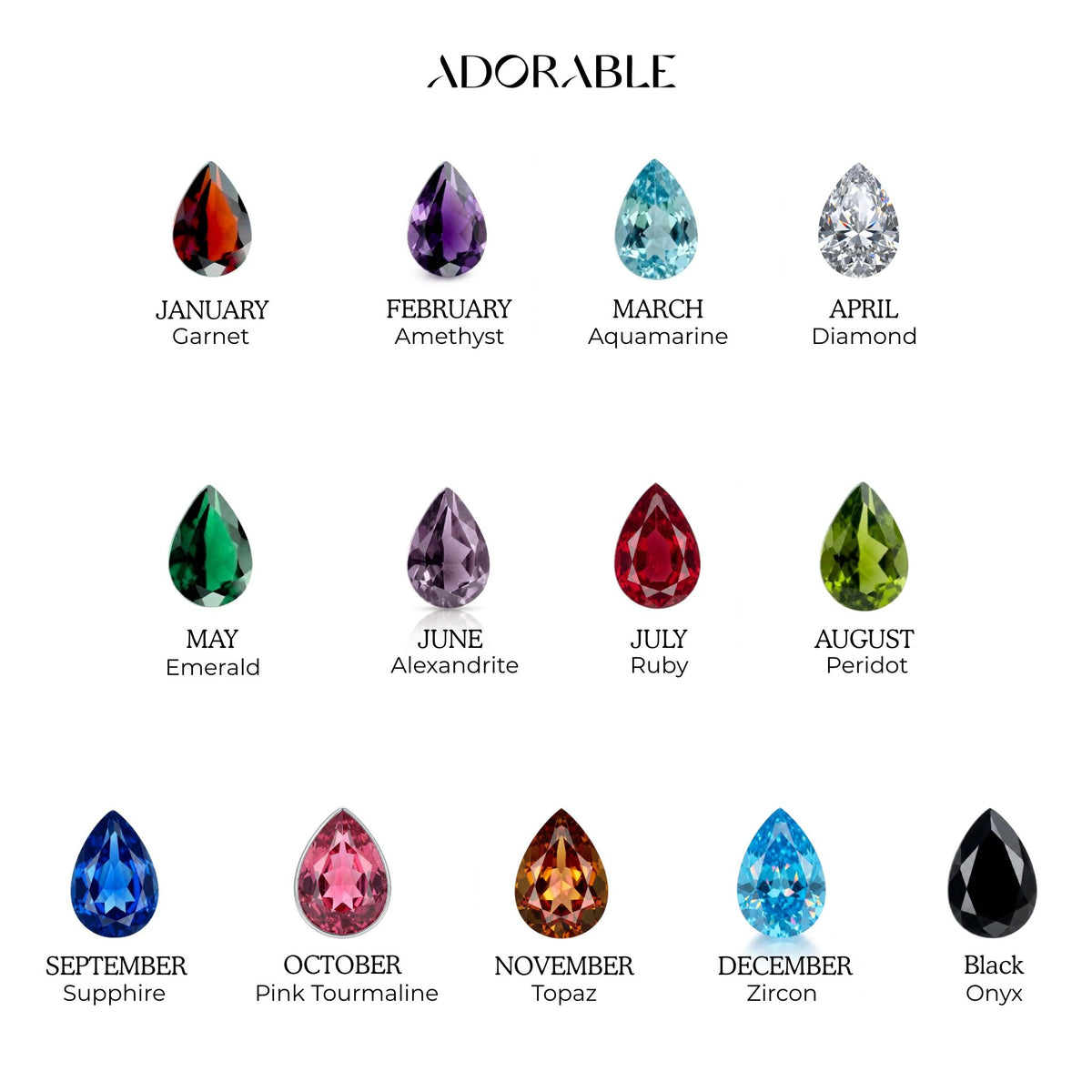 Birthstone Name Necklace